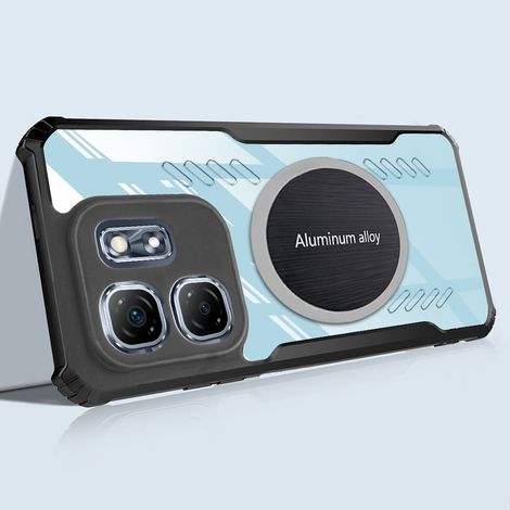 Funda para Infinix Hot 50i 4G, con placa magnética, transparente/negra (1/5)