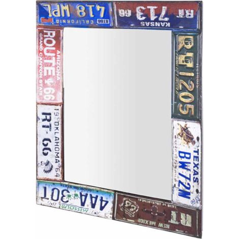 Miroir Mural Vintage "Plaques" 81cm Multicolore