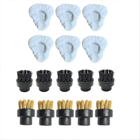 Kit de brosses rondes et triangulaires pour le nettoyage à la vapeur des sols durs, carrelages et joints (1/4)