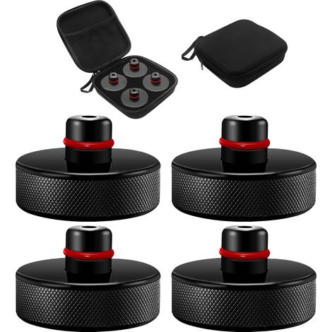 BRAVIX 4 Pièces Jack Pad Bloc Compatible with Tesla Model 3/Y/S/X, Coussinet de Levage en Caoutchouc avec Mallette de Rangement, Tampon Cric, Patins de Levage pour Cric