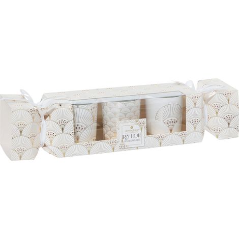 Set de 3 Bougies Parfumées Photophore en verre D 5 x H 6 cm - Blanc - Feeric Christmas (1/4)