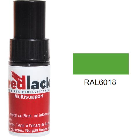 Retuschefläschchen mit Pinsel 9ml – RAL 6018 - Matt - Gelbgrün - für verschiedene Oberflächen - Redlack
