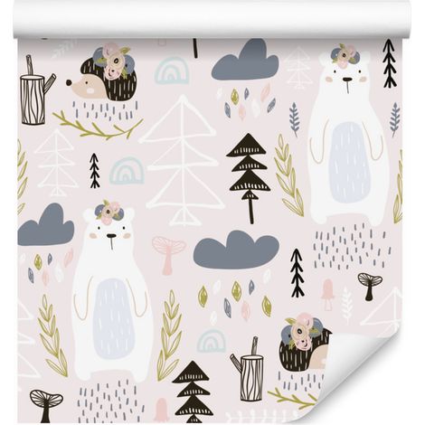 Carta da parati con animali del bosco per soggiorno e camera da letto, 50x1000 cm (1/5)