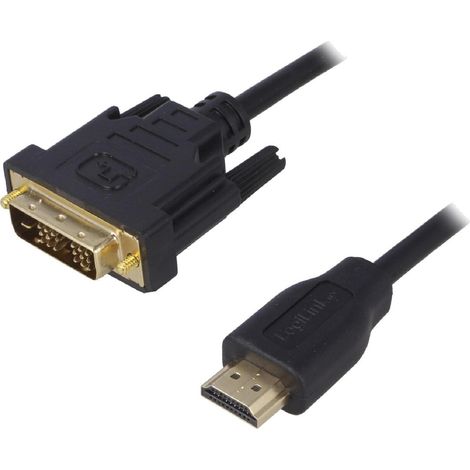 Cable DVI-D -18+1- male HDMI male 3m - Noir