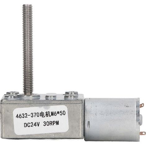 Moteur à engrenages CC 24V, réducteur à vis sans fin carré résistant aux chocs, 30 tr/min, axe M6x50mm, turbine à impact, usage industriel (1/5)