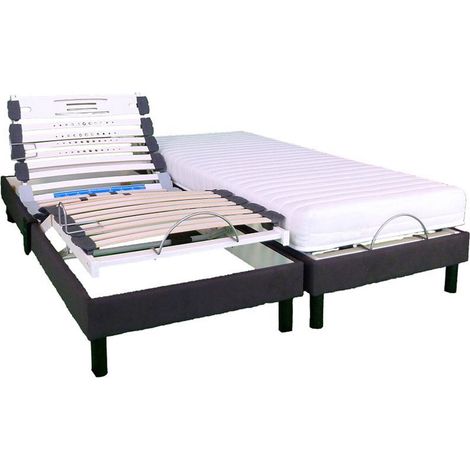 Ensemble 2 sommiers+matelas électrique à PLOTS 160x200 cm blanc - DYN