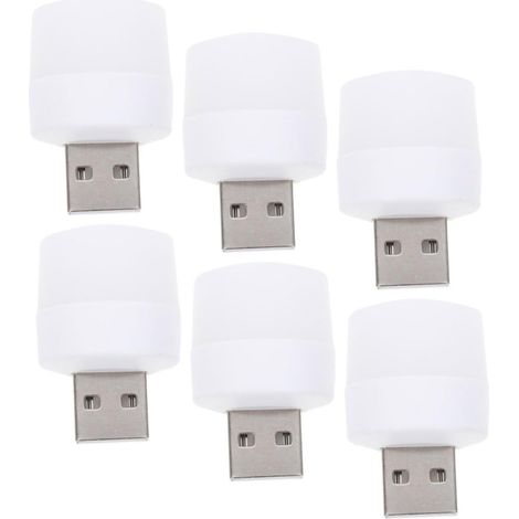 6pcs Veilleuses LED Portatives USB pour Chambre D'garçon et Filles, Plastique Blanc Léger, Résistance à L'usure et Éclairage Lumineux, pour Salle de Toilette et Nursery (1/5)