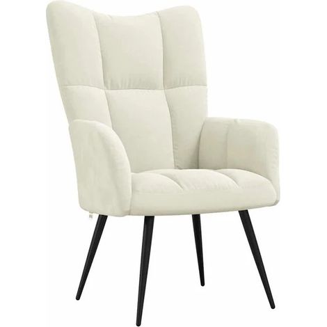 Fauteuil inclinable en velours blanc cassé (1/5)