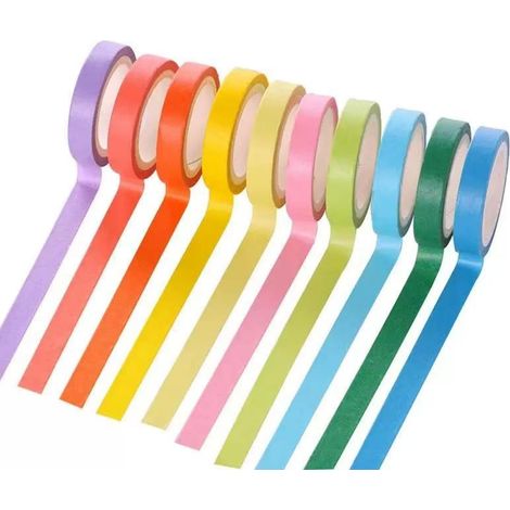 Lot De 10 Rouleaux Washi Tape - Ruban Adhésif Décoratif Arc-en-ciel - Pour Scrapbooking Et Bullet Journal - 8mm x 3m (1/5)