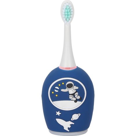 Brosse à dents électrique en forme de U, en silicone souple, étanche IPX7, brossage automatique à 360°, pour enfants, bleue. (1/5)