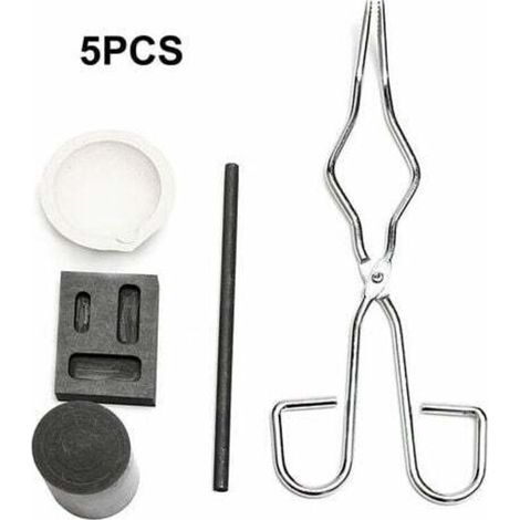 Ulisem 5Pcs Resistant A La Chaleur Coulee De Lingotiere Outil Smelting Or Argent Fournaise Kit Scrap Bijoux Raffinage De Fusion Metal Or Forge Set Graphite Fonderie Creuset Pour La Fusion Experience C (1/5)