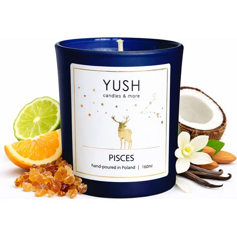 Poissons - Bougie parfumée à la cire de soja avec bérhamote, orange, noix de coco et amandes (1/5)