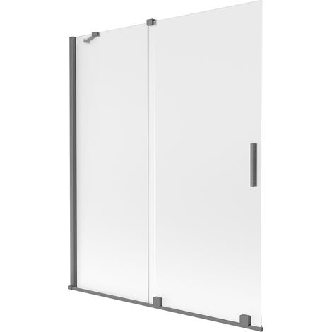 Mexen Velar Badewannenabtrennung, 2-flügelig verschiebbar, 140 x 150 cm, matt, Gunmetal - 896-140-000-31-95 (1/2)