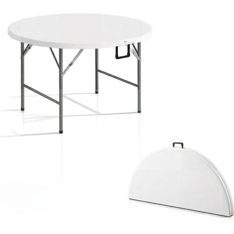 Tavolo rotondo pieghevole da esterno in HDPE e acciaio Ø122 cm (1/4)