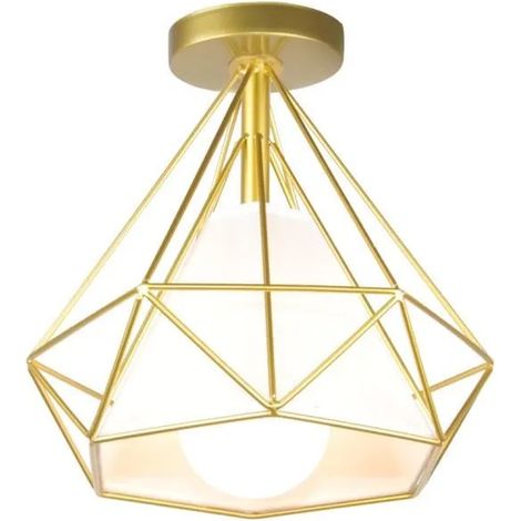 U-do Luminaire de plafond industrielle en fer Plafonnier vintage en forme diamant pour salle de bain,cafe,restaurant (1/4)