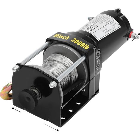 Verricello elettrico, capacità di carico 3000 libbre, struttura resistente, nero, 6 m, 3000 libbre (1/2)