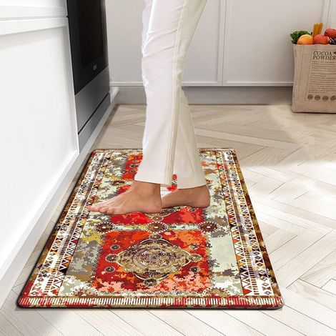 YMYNY Tapis de cuisine anti-fatigue, tapis de sol confortables Tapis de cuisine en PVC antidérapants Coussin Ergo-Foam Tapis de bureau debout pour cuisine, évier, buanderie et bureau (18" × 30") (1/4)
