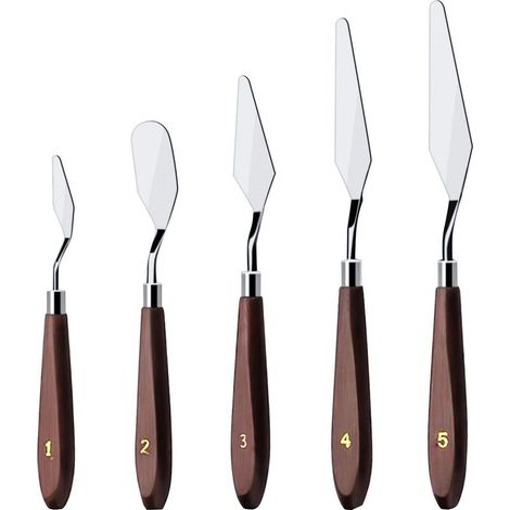 Set mit 5 Edelstahl-Kuchenspateln zum Glasieren, Backen, Mischen, Malen mit Ölfarben, Dekorieren, für Sahne und Toner