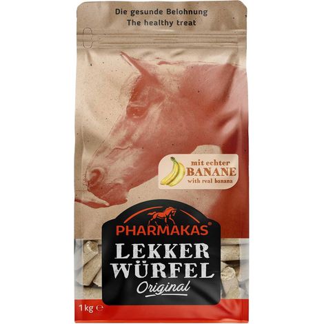 Snack per cavalli 100% naturali al gusto BANANA Pharmakas lekkerwurfel Banana 1 kg