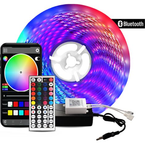 Striscia LED RGB Bluetooth Aga 5m + telecomando + alimentatore