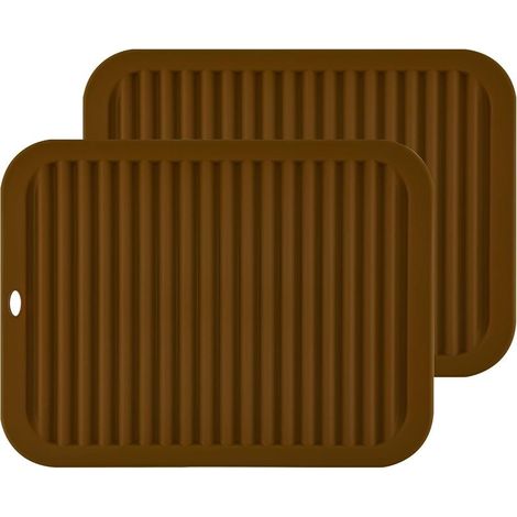 Dessous de Plat Silicone, Anti-dérapant Anti-Chaleur Tapis de Pot, Support à Couverts, Tapis Résistants à la Chaleur,coffee (1/5)