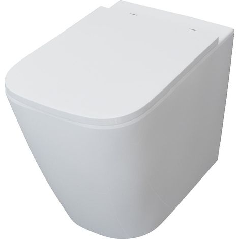 AICA Bathroom Rimless Back To Wall Toilet Pan With UF Soft Close Seat Square WC (1/4)