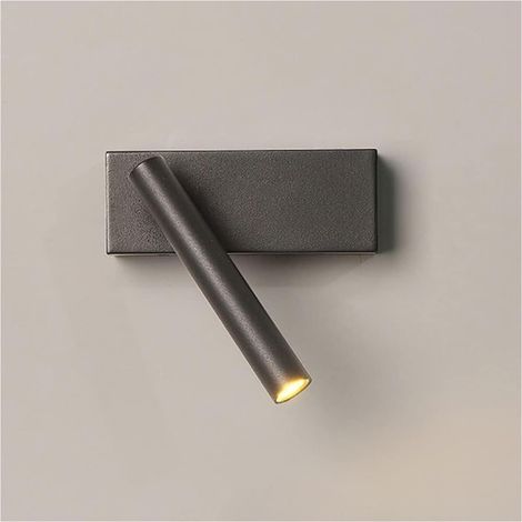 Aplique de pared LED regulable, giratorio 350°, apto para mesita de noche, pasillo y escaleras, 3000k (negro). (1/5)