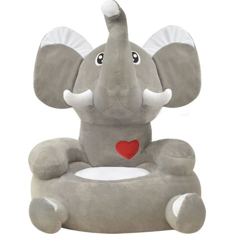 Maison Exclusive - Poltrona in Peluche per Bambini Elefante Grigio (1/3)