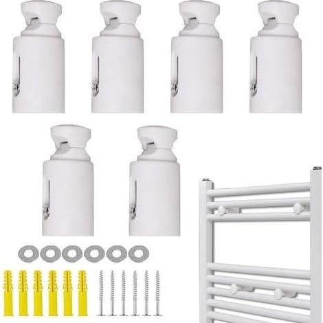6 Pièces Fixations pour Radiateur Sèche-Serviette,Supports de Rechange pour Radiateur,Fixation Seche Serviette,Support Radiateur Distance,pour Tout Radiateur SDB Droit ou Courbé (1/4)
