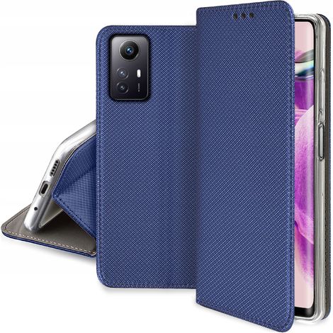CUSTODIA per Xiaomi Redmi Note 12S SMART MAGNET BOOK CASE BLU NAVY + VETRO 9H
