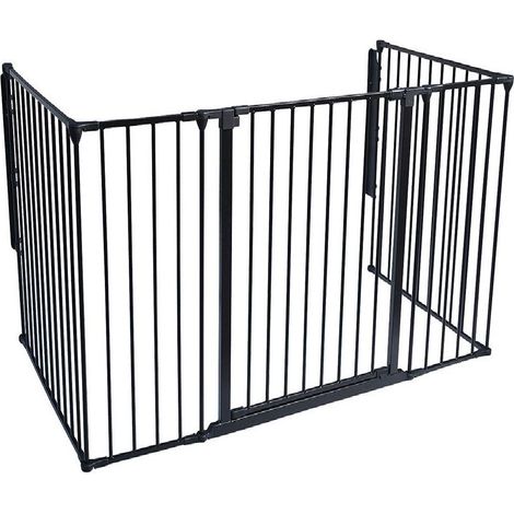 Safetots Extra Tall Multi Panel Fire Surround, 51cm Deep x 164cm Wide, Black, 105cm High, Baby and Toddler Fire Guard (1/4)