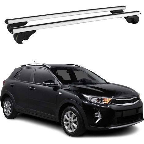 OMAC Barres de toit en aluminium pour Kia Stonic 2017-2026 – TÜV / DIN 75302:2019 – Antivol inclus – Charge max 75 kg – 2 barres Argent
