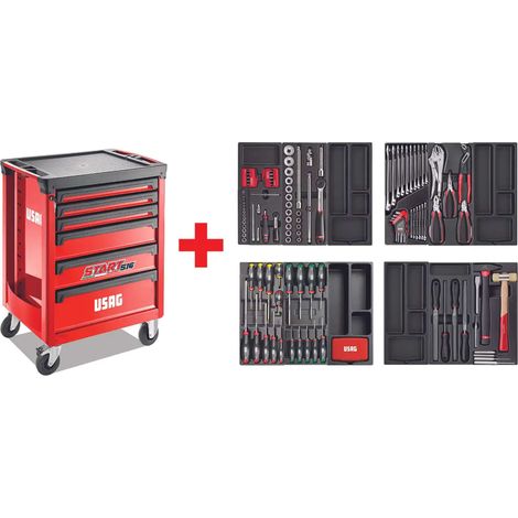 Carrello portautensili con assortimento autoriparazioni 154 PZ - Usag 516 ST6PM