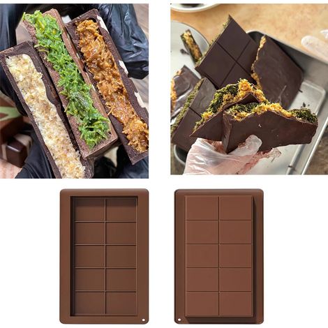 2 moules en silicone pour chocolats artisanaux, moules marron résistants