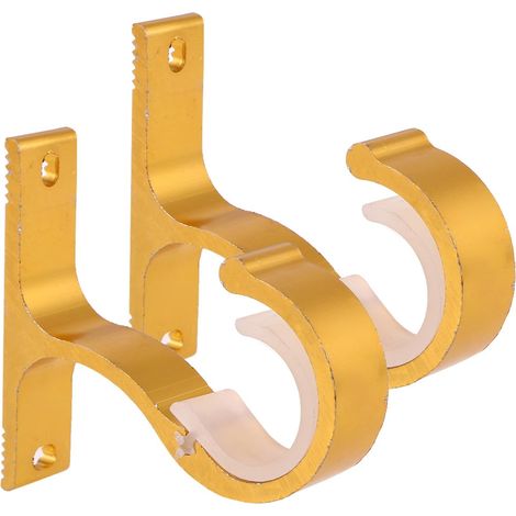 Supports de Tringle à Rideaux de Plafond en Aluminium Épais Doré, Lot de 2 avec Vis et Chevilles (1/5)