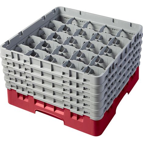 Casier lavage 25 cases à verres haut max 25.7 cm - 50 x 50 x 30.8 cm - Lot de 2 - Cambro