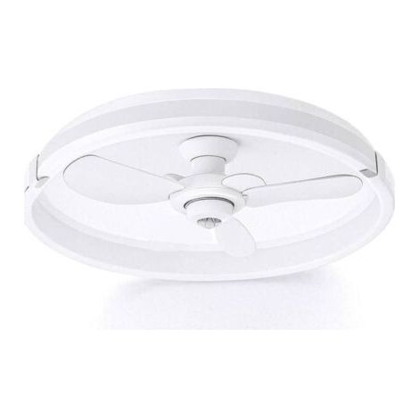Ventilateur de plafond avec éclairage et télécommande, 50 cm, éclairage LED encastré moderne à intensité variable de 3 000 à 6 000 K, 6 vitesses de vent, blanc, pour chambre à coucher (1/5)
