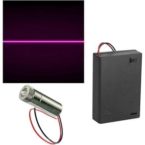 Module de Diode Laser, 1pcs 405nm violet Ligne Laser 3-5V, Distance Focale Réglable, avec Lentille en Piastique + 1pcs 4,5V AA Batterie Boite (Forme de la source lumineuse: ligne) (1/5)