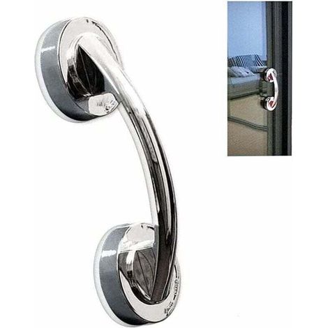 Asa de baño portátil blanca (PVC y ABS) con ventosa y agarre antideslizante seguro. (1/5)