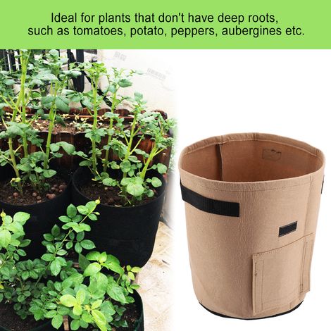 Sac de plantation respirant pour pommes de terre et tomates, sac de culture pour légumes de jardin extérieur (marron) (1/5)