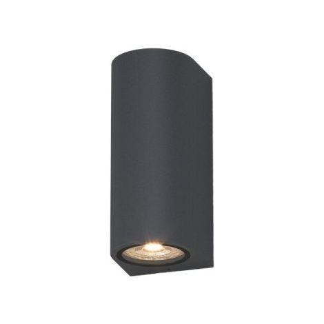 Top light murale à double émission led lione ag gu10 ip65, en aluminium et verre, finition métal gris-anthracite