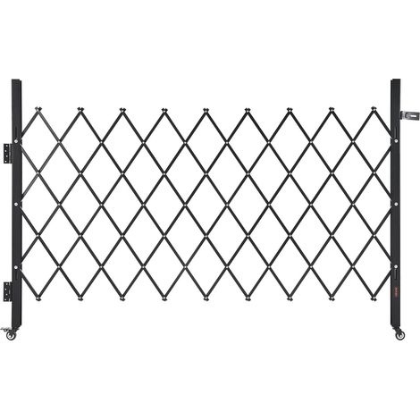 Sicherheitstor (Einzel) abschließbares klappbares Scherentor mit 360°-Lenkrollen, einziehbare Stahltore Outdoor, für Eingangssicherheit Garage Lager, Falttor 190 x 131 cm (B x H) Schwarz (1/5)
