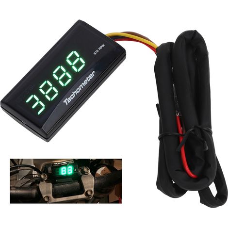 Ultradünner universeller LCD-Drehzahlmesser DC12V (grün) für Motorradumbauten (1/5)
