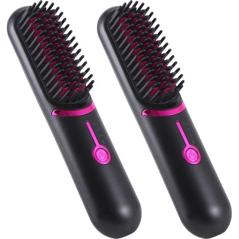 2X Brosses à Cheveux Électriques Brosse à Lisser les Cheveux Sans pour Lisseur à Cheveux Rechargeable Portable Peigne Chauffant Sans (1/5)