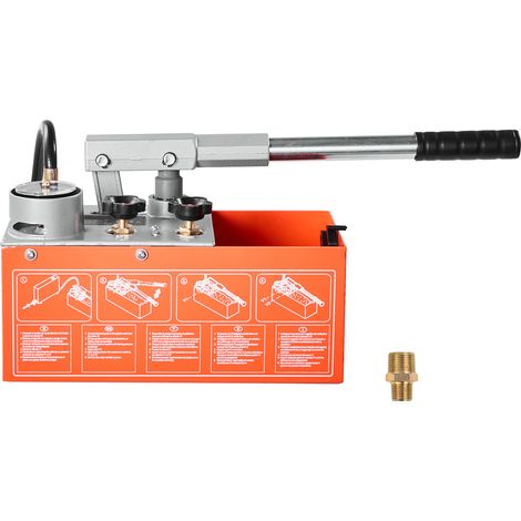 Mophorn Bomba manual de prueba hidráulica de 6,06 L, con doble válvula, rango de prueba de 0-30 bar, incluye manómetro y tanque, fabricada con materiales duraderos, para sistemas de tuberías de agua (1/5)