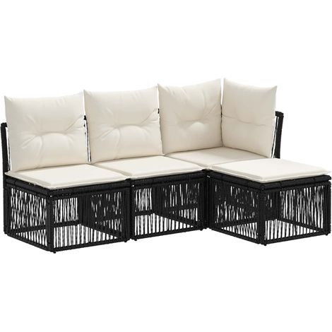 Gartensofa-set 4 pcs Schwarz Poly-Rattan vidaXL