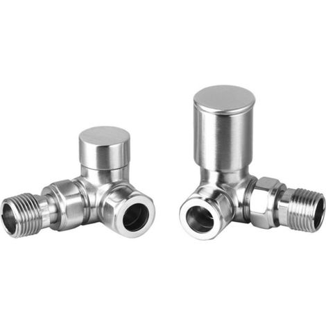 Heatwave Round Brushed Nickel Corner Radiator Valves Pair