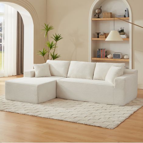 Sofa modular 252,5 x 163 x 65 cm weiß, L-Form mit Memory-Schaum und waschbarem Bezug (1/5)