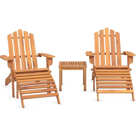 Conjunto de salón de jardín muebles de exterior conjunto de muebles Adirondack 3 piezas madera maciza de acacia 020014213 (1/5)