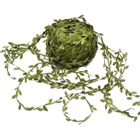 Guirlande de lierre artificiel de 10 m de long, feuilles et fleurs vertes, pour mariage (1/5)